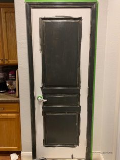 how to paint an interior door with green trim and numbers on the bottom half of the door