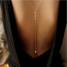 Crystal Back Necklace Body Chain - wnkrs Jóias Body Chains, Southern Jewelry, Jewelry Facts, Body Necklace Chain, Backdrops Necklace, Silver Diamond Necklace, Body Chains, Necklace Dress, Back Necklace