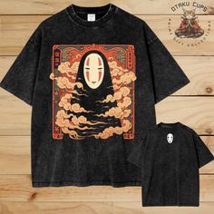 Celebrate the enchanting world of Studio Ghibli with this No-Face T-Shirt inspired by the beloved movie Spirited Away. Perfect for anime enthusiasts, this acid wash oversized t-shirt offers both comfort and style, making it an ideal anime gift. - **Model Loose fit for a relaxed and contemporary silhouette. - **Fabric Made from 100% cotton, ensuring softness and breathability. - **Fabric Weight 7.4 oz/yd² (250 g/m²) for a durable yet lightweight feel. - **Fabric Thickness Moderate, providing comfort across different seasons. - **Fabric Stretch Slight stretch for added flexibility and comfort. - **Care Instructions   - Regular handwash or machine wash (max 40℃ or 105℉).   - Do not bleach.   - Iron on low heat.   - Suitable for regular dry cleaning.   - Tumble dry safe. - **Features   - Casua Anime Print Fandom T-shirt With Crew Neck, Fandom Anime Print Crew Neck T-shirt, Fandom Cotton Shirt With Graphic Design, Harajuku Style Cartoon Print T-shirt With Relaxed Fit, Cotton Fandom Shirt With Cartoon Print, Anime Cotton T-shirt With Screen Print, Fandom Crew Neck T-shirt For Streetwear, Band Merch Cotton T-shirt With Cartoon Print, Anime Crew Neck Top With Screen Print