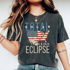 Solar Eclipse Shirt, Lunar Eclipse Tshirt, 2024 America Path of Totality, April 8th 2024, Total Solar Eclipse ,Matching Family Shirts 📢Please Check All Photos For Details.   📢Choose Your T-Shirt Size From The Drop-Down Lists Next To The item Picture   📢Choose Of Your T-Shirt Color From The 2nd Picture   📢Use "Add message to Seller" link On The Checkout Page To Send me the Following important Details For Your Order's Customization.   📢Shipping Time Varies by location (we are located in Sugar Eclipse Shirt, Solar Eclipse Shirts, Path Of Totality, Matching Family Shirts, Total Solar Eclipse, Lunar Eclipse, Comfort Color, Solar Eclipse, Family Shirts