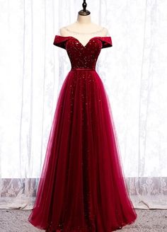 Glam Wine Red Tulle with Velvet Long Party Dress, Dark Red Formal Dres – Cutedressy Velvet Evening Dress, Velvet Prom Dress, Floor Length Prom Dresses, Burgundy Prom Dress, فستان سهرة, Tulle Prom Dress, Glam Dresses, Red Prom Dress, Formal Dresses Prom