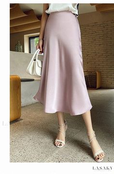 Lasaky - Chic Fish-Tail Dress with Built-In Corset and Flowing Skirt Satin Skirts, Tail Dress, High Waist Long Skirt, Silk Midi Skirt, Leopard Print Skirt, England Style, Long Skirts For Women, Satin Midi Skirt, England Fashion