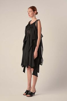 Transparent sleeveless midi dress with muslin vertical straps-black 240791    polyester 70% silk 30%    one size    made in eu    dry clean Katharine Hamnett, Black Tank Dress, Black Aviators, Neon Purple, Sleeveless Midi Dress, Mid Dresses, Engineered Garments, Cream Dress, Midi Dress Sleeveless