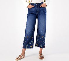 You've got plenty of basic denim looks you love, but they can get a bit... boring. Fun embroidery makes these wide-leg jeans instant trend-setters, helping to reimagine your closet basics and give fave 'fits new life. (Plus, their cropped, raw-edge hem leaves plenty of room to show off those sale-priced sandals you just scored!) From Driftwood. Heart Jeans, Closet Basics, Fun Embroidery, Denim Looks, Gingham Jacket, Boho Denim, Nike Acg Jacket, Bow Detail Dress, Denim Maxi Skirt