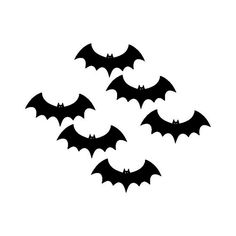 four bats flying in the air with their wings spread out to form a pattern on a white background