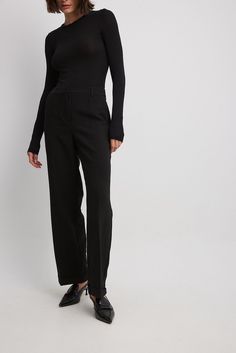 These suit pants feature a mid waist and a straight leg. They have belt loops and side slant pockets. Our suit pants feature a concealed zipper, hook and button closure. Blazer Outfit, Future Fashion, Suit Pants, Suit Separates, Office Wear, Na Kd, Pants Black, Women Empowerment, Black Pants