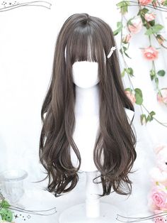 This price is for a wig only, others are not included. Hair Color:Brown / Dusty ColorHair Length:LongWig Bangs:Full BangsWig Details:Heat-resistant Synthetic Fiber / Wavy Dusty Brown Hair, Full Bangs Long Hair, Brown Hair Wig, Pretty Wigs, Pretty Hair Cuts, Best Haircuts For Women, Cute Wig, Dusty Brown, Best Haircuts