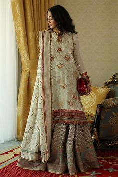 Embroidered White Gharara Kameez Pakistani Eid Dress White Gharara, Pakistani Boutique, Eid Dress, Lawn Design, Pakistani Suits Online, Eid Dresses, Lawn Suits, Pakistani Suits, Embellished Dress