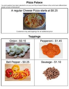 the four different types of pizzas are shown in this table topper chart,