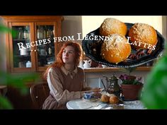 a woman sitting at a table with pastries on it and the words recipes from legend's latties