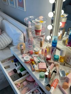 Palimder Vanity Desk with Mirror & Light Mirrored Vanity Desk, Bedroom Dressing Table, Pinterest Room Decor, Skincare Organization, Makeup Needs, Preppy Room, Vanity Desk, Room Design Bedroom, Dream Room Inspiration