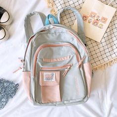 Harajuku Ulzzang Style Backpack Casual Backpack With Zipper For Study, Trendy Backpack With Zipper For Study, Trendy Backpack With Zipper Closure For Study, Trendy Backpack For Back To School, Harajuku School Backpack With Zipper Closure, Harajuku Style School Backpack With Zipper Closure, Harajuku Style School Backpack With Zipper, Trendy Softback Backpack For Study, Harajuku Backpack With Adjustable Straps For Back To School