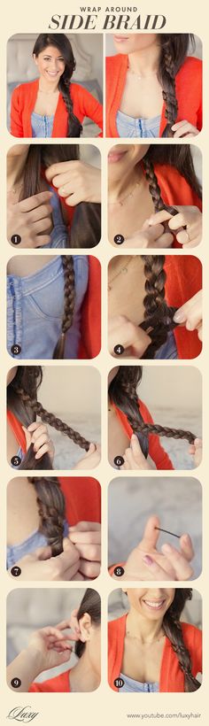 side wrap around side braid Funky Braids, Everyday Braids, Fishtail Braid, Super Hair, Easy Braids, Side Braid, Braided Hair, Everyday Hairstyles, Hair Today