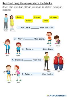 an english worksheet with different words and pictures