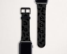 Subtle Black Leopard Print design made from Faux Leather for Apple Watch. Comfortable band with unique, fun design for your Apple Watch. Attaches securely to your Apple Watch with elegant satin hardware. The textured finish and brilliantly colored straps are highly adjustable to fit most wrist sizes! ▲ ▲ HOW TO ORDER ▼ ▼ Please choose your watch size from the first drop down menu. In the second drop down menu, you can choose your preference for fitting color. Your new watch band will be custom p Trendy Black Watch Band For Gift, Trendy Black Watch Bands As Gift, Trendy Black Apple Watch Band, Trendy Black Watch Band As Gift, Trendy Black Rectangular Apple Watch Band, Trendy Adjustable Black Watch Bands, Trendy Black Apple Watch Band With Bracelet Strap, Trendy Black Adjustable Watch Bands, Trendy Black Bracelet Strap Apple Watch Band