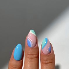 Beachy Themed Nails, Summer Nail Designs 2020, Almond Nails Designs Colorful, Cute Nail Ideas For Summer 2024, B-day Nails, Nail Art Designs Beach, Teal Nails Design, Ugliest Nails, Aqua Nail Designs