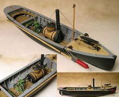 the model boat is made out of wood and has three different stages to build it