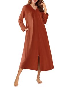 PRICES MAY VARY. 【Knit Robes for Women】Our Ekouaer zipper robes for women are super soft, skin-friendly, breathable, and lightweight. The long bathrobe with high-quality material will let you enjoy a relaxed and cozy time at home or outdoors 【Zip Up Robe Design】Full Zip front bath robes for women are easy to put on and off. The zipper ensures the zip up robes for women stay securely closed, providing privacy and comfort for any body type. Smooth zipper house dress prevents any disruption to your Robes For Women, Bath Robes, Bath Robes For Women, Long Knit, Soft Skin, House Dress, Maternity Wear, Hands Free, Running Errands