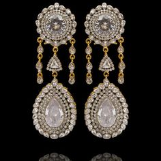 Luxury Statement Chandelier Earrings With Crystal Embellishments, Gold Ornate Chandelier Earrings With Intricate Design, Luxury Gold Plated Statement Chandelier Earrings, Luxury Silver Ornate Chandelier Earrings, Luxury Ornate Gold Chandelier Earrings, Heritage Jewellery, Waist Chain, Stylish Earring, Head Accessories