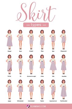 the different types of skirts for women in various styles and sizes, including short or long sleeves