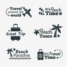 travel around the world logos and emblems for tours, beach trips or vacationing