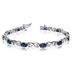 Oval Sapphire & Diamond XOXO Link Bracelet 14k White Gold 7ct - CBB86 Classy Bracelets, Sparkly Bracelets, Liquid Silver, Gold Link Bracelet, Emerald Bracelet, Fancy Rings, Beautiful Bracelets, Sterling Bracelets, Diamond Tennis Bracelet