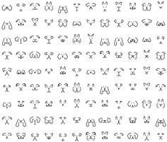 an image of different animal faces drawn by hand