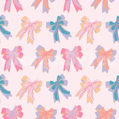 an image of a pattern with bows on the back and pink, blue, and orange colors