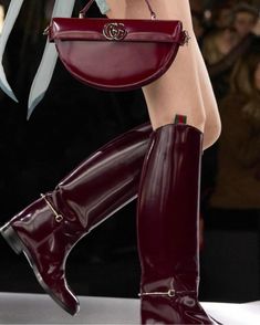 Dark Red Cherry, Gucci 2024, Dark Cherry Red, Gucci Boots, Autumn Winter 2024, Bags And Shoes, I Am Loving, Red Cherry, Girly Shoes