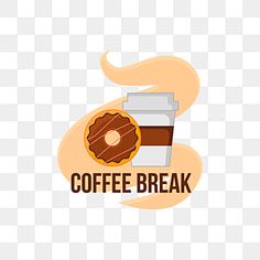 a cup of coffee with a donut on it and the words coffee break