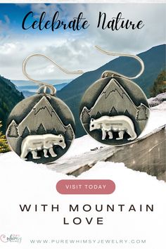 The Mountain Bear Silver Earrings are a fusion of fine silver and Argentium sterling silver encapsulating the raw beauty of nature. Handmade, these artisan earrings feature a mountain theme, complete with an intricately designed bear with a delightful sense of dimension.   The nature-themed design brings to life the rugged terrain and the majestic bear, symbolizing strength, freedom, and the spirit of adventure. Artisan Earrings, Raw Beauty, Themed Jewelry