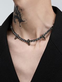 ◾️Size 42 +5 cm Alternative Style Black Metal Jewelry, Punk Choker Necklace For Concerts, Punk Style Necklace With Adjustable Chain For Streetwear, Punk Style Adjustable Chain Necklace For Streetwear, Edgy Streetwear Choker Necklace, Alternative Style Choker Necklace For Concert, Alternative Style Party Jewelry With Chain, Punk Style Clavicle Chain Necklace, Black Punk Style Jewelry With Chain