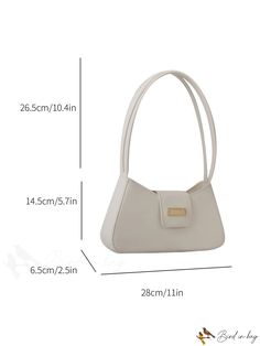 BirdinBag - Stylish Solid Color Metal Decor Baguette Bag Daily Use Rectangular Baguette Bag, Elegant Canvas Shoulder Bag For Errands, Elegant Square Bag For Errands, Large Capacity Square Baguette Bag For Shopping, Office Tote Baguette Bag, Classic Large Capacity Baguette Shoulder Bag, Square Baguette Bag With Large Capacity For Shopping, Square Baguette Bag For Daily Use, Classic Shoulder Baguette Bag With Large Capacity