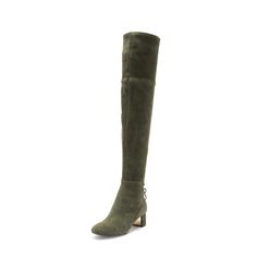 Elevate your style with these Green Vegan Suede Chunky Heel Boots Over the Knee Boots. Crafted from premium vegan suede, these boots offer a bold look with their over-the-knee design and stylish chunky heels. The vibrant green color adds a unique touch to your wardrobe, making them a versatile choice for different occasions. Handcrafted US sizing. Fits true to size. Heel Height: 2" / 50 mm approx Product measurements were taken using size 8. Please note that measurements may vary by size Vegan Suede Material: Crafted from high-quality vegan suede, ensuring durability and sustainability. Over-the-Knee Length: Fashionable over-the-knee style that adds a bold statement to any outfit. Versatile Color: Vibrant green color adds a unique touch to outfits, suitable for various occasions. Comfortab Elegant Suede Lace-up Boots For Fall, Fitted Suede Platform Boots, Winter Suede Heeled Boots With Suede Lining, Fitted Suede Platform Boots For Fall, Fall Suede Knee-high Boots With High Heel, Winter Suede Knee-high Boots With Reinforced Heel, Knee-high Suede Boots For Winter, Winter Suede Knee-high Heeled Boots, Suede Knee-high Heeled Boots For Winter