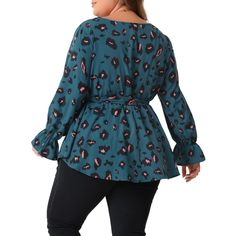 This plus-size dressy top for women features a removable belt, which you can tie to a bow-knot, and the peplum design covers your belly well and makes you look slimmer when you wear it. The tops are perfect to pair with skinny jeans, leggings, denim shorts, pants, or skirts, very flattering and comfortable. Plus size peplum tops for women are suitable for daily, casual, travel, home, night out, club, dating, party, work, street, shopping, vocation, and weddings. Spring V-neck Belted Tops, Chic Belted V-neck Top, Belted Long Sleeve Blouse For Fall, Fitted Long Sleeve Belted Top, Belted Tops For Fall, Fitted Belted Tops For Fall, Casual Spring Belted Blouse, Plus Size Dressy Tops, Tops 2022