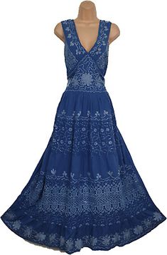 Great Shopping Cotton Dress Summer Sleeveless Maxi Hand Embroidered Blue Lined Boho Size 16 18, Women's Dresses Cotton Dress Summer, Dress Summer, Textile Fabrics, Cotton Dress, Women's Fashion Dresses, Cotton Dresses, Women's Dresses, Hand Embroidered, Size 16