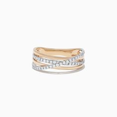 a gold and white diamond ring with two rows of diamonds on the band, set in 18k yellow gold