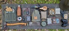 an assortment of items are laid out on the ground