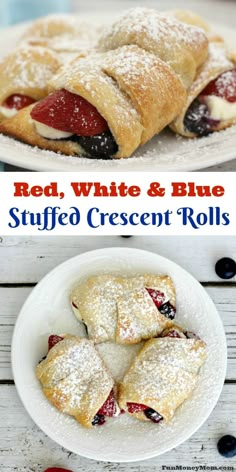 red, white and blue stuffed crescent rolls on a plate