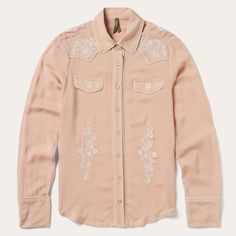 Blush Embroidered Western Shirt Embroidered Cowboy Shirt, Spring Western Button-up Blouse, Spring Western Style Button-up Blouse, Western Style Button-up Blouse For Spring, Western Style Blouse For Spring Rodeo, Western Style Embroidered Button-up Top, Embroidered Button-up Western Tops, Spring Long Sleeve Blouse For Rodeo, Spring Embroidered Tops For Rodeo