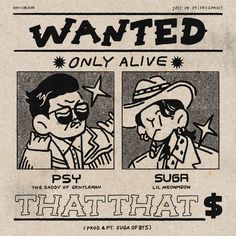 an old wanted poster with two men in hats