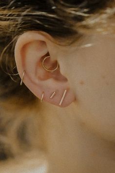 We are proud to offer a new way to wear our most popular stud styles! Plus, as always, they are handmade by our team in Portland, OR! These 'Nap Style' earrings have a flat backing, making them super comfortable and effortless for long term wear. The post length of this style works best for first and second standard lobe piercings. Pin-End (FRONT) is a thin piece of Solid 14K Gold. Decorative piece (FRONT) is 14K Gold Fill, 14K Rose Gold Fill or Sterling Silver and measures approximately 5mm. Po Lobe Piercings, Flat Back Earrings, Lobe Piercing, Stud Style, Sustainable Jewelry, Style Earrings, Earrings Collection, Rose Gold Earrings, Solid Metal