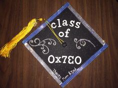 a graduation cap with the words class of oxeto on it and a tassel