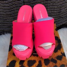 Nice Extravagant Pink Lemonade Sandals 4 1/4 Inches Platform Block. Green Platform, Black Platform Shoes, Plastic Heels, Converse Run Star, Black Platform Boots, Sandal Platform, Rhinestone Heels, Slides Women, Purple Suede