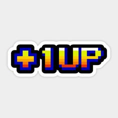 the word flup in pixel style with an arrow on it's back side