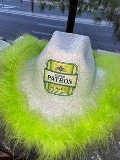 Glitter Cowgirl Hat - Patron Patron Bottle Costume, Liquor Themed Cowgirl Hats, Winter Party Hat With Fun Style, Party Winter Mini Hat With Flat Brim, Trendy Mini Hats For Winter Parties, Liquor Cowboy Hats, Alcohol Hats, Glitter Cowgirl Hat, Glitter Cowgirl