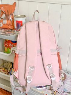 BirdinBag - Versatile Colorblock Letter Patch Backpack: Ideal for Students in College, University & High School School Color Block Backpack, Color Block School Backpack, Color Block School Bags For Back To School, Back To School Color Block Bags, Patch Backpack, Backpack Patches, College University, Oversized Style, School Backpack