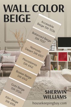 Wall Color Beige by Sherwin Williams Wall Color Beige, Nomadic Desert, Basket Beige, Paint Color Trends, Wall Paint Color, Balanced Beige, Indoor Paint, Taupe Paint