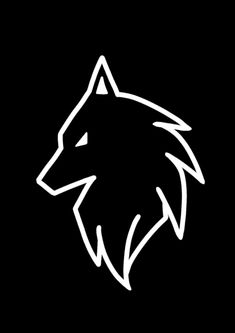 a white wolf's head on a black background