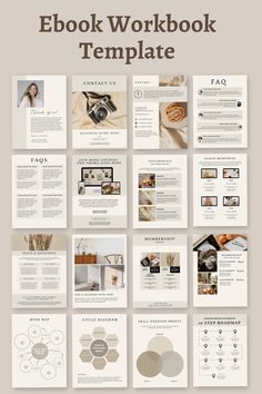 the ebook workbook template is displayed on top of a page with photos and text